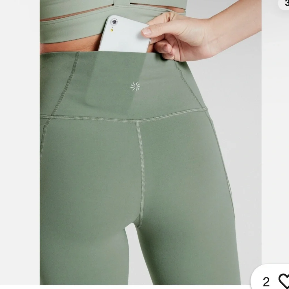 Athleta Sage Green Leggings with Striped Detail - Picture 4 of 8